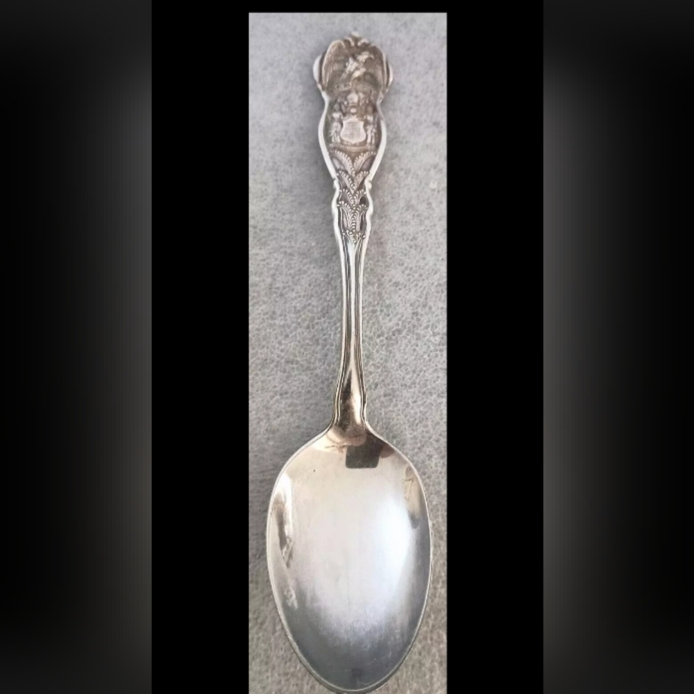 Antique State Seal of New Jersey USA Rogers Tea Spoon Pat. 1915 Silver Plate
